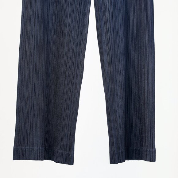 Pleats Please Issey Miyake Navy Straight-Leg Pants - Picture 5 of 7